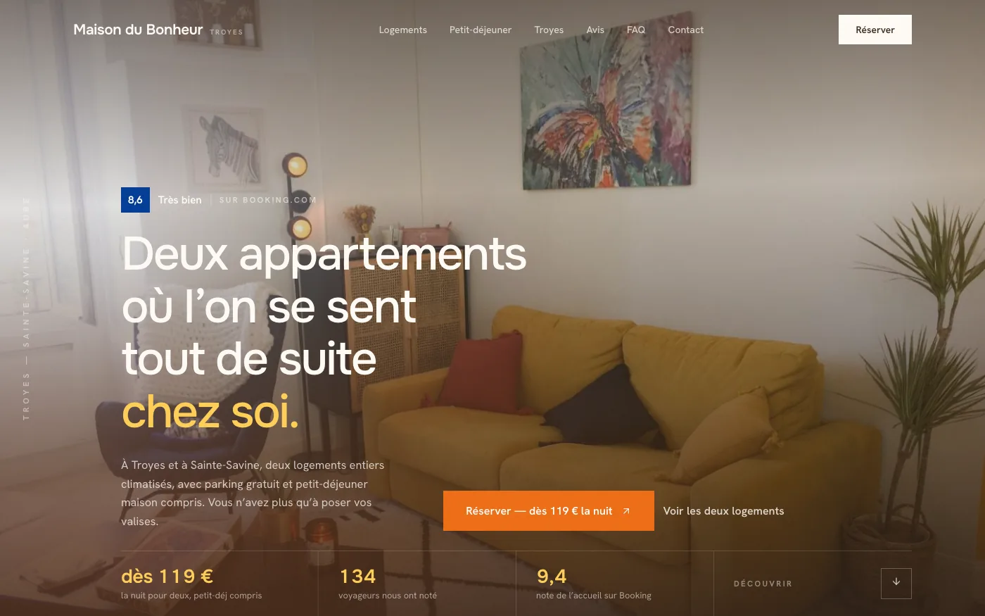 Maison du Bonheur — site de réservation